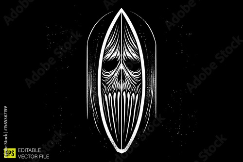 surf  illustration dark art scary creepy style tattoo vector black and white background templates