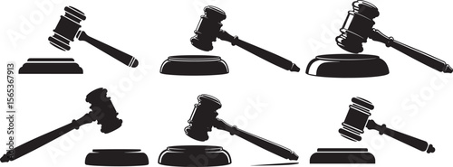 Justice gavel law symbol silhouette vector illustration