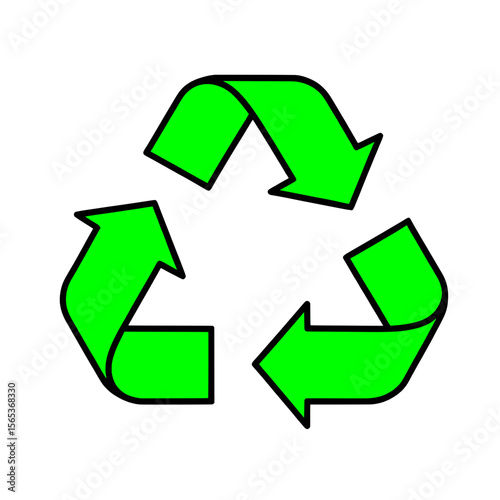 green recycling symbol black outline recycle icon