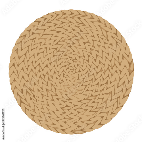 wicker circle made of natural straw or wicker. Flat vector illustration on transparent background.-removebg-preview