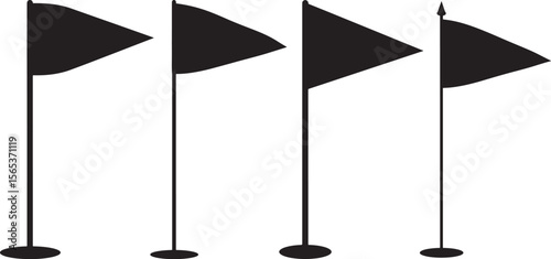 Golf flag on green silhouette vector illustration