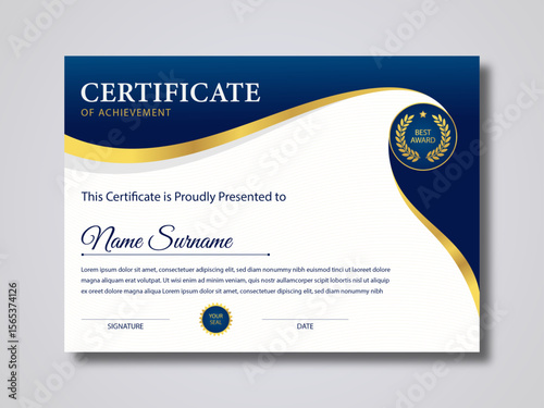 Certificate design template, luxury modern certificate of achievement design