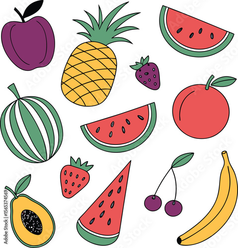 Vibrant Fruit Illustration A Delightful Collection of Summer Fruits