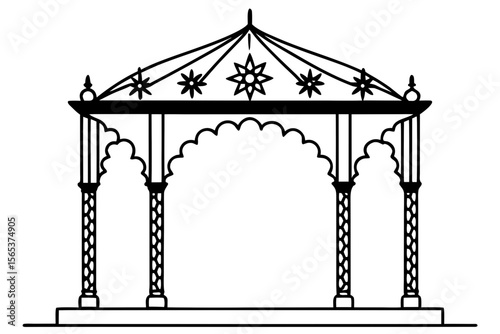 Traditional Pavilion Arch Silhouette – Ornamental Gazebo Vector Design