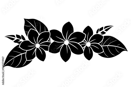 Floral Silhouette Clipart – Elegant Black Flower Border Design