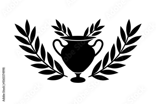 Greek Trophy Laurel Wreath Icon – Ancient Victory Symbol Clipart