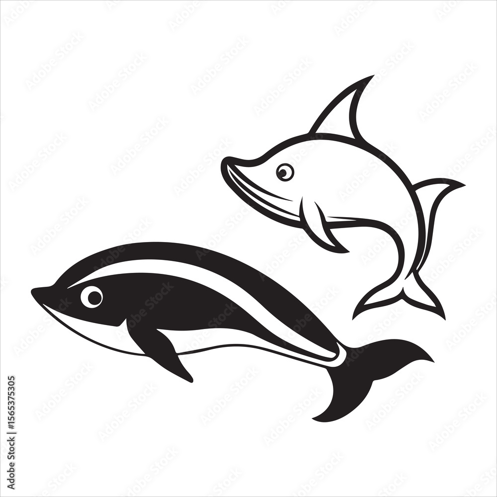 Obraz premium blue whale silhouette vector illustration