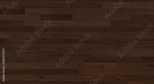 Dark brown wood flooring with distinct grain patterns and horizontal plank layout