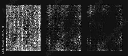 Grunge Grid Texture Background Set for Distressed Overlay Effect, Noise Scratch Surface, Dirty Cracked Pattern, Abstract Static Glitch Design, Rough Grain, Damaged Vintage Print Vector Illustration