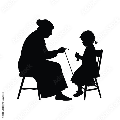 Grandmother sharing stories with her granddaughter and passing on family traditions