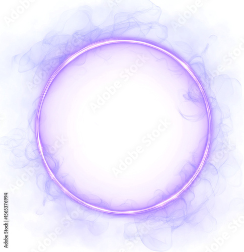 Magical fire light effect on transparent background. Lightning round frame with plasma portal. Ball and circle light effects in hud pink, purple hologram circles