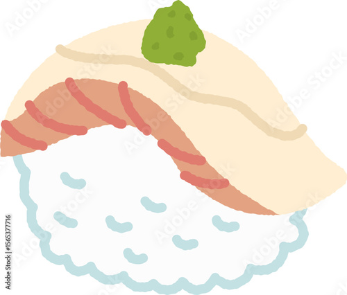 Nodoguro Sushi illustration hand drawn style isolated on white background