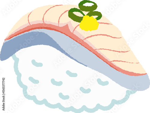 Saba Sushi illustration hand drawn style isolated on white background