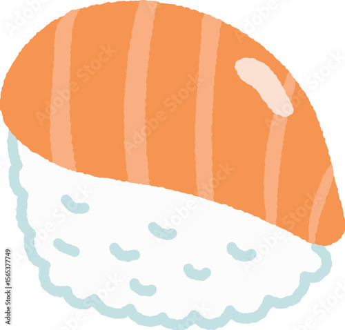 Salmon Nigiri Sushi Piece illustration hand drawn style isolated on white background