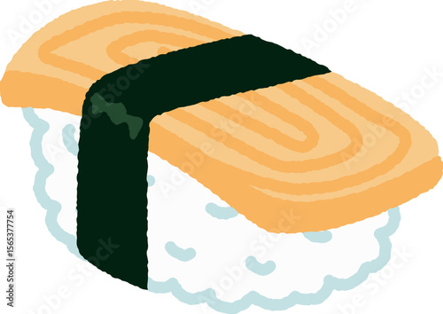 Tamago Sushi illustration hand drawn style isolated on white background