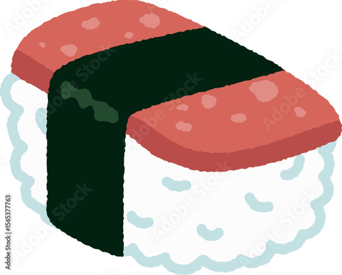 Spam Musubi illustration hand drawn style isolated on white background