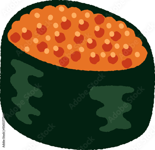 Tobiko Sushi illustration hand drawn style isolated on white background
