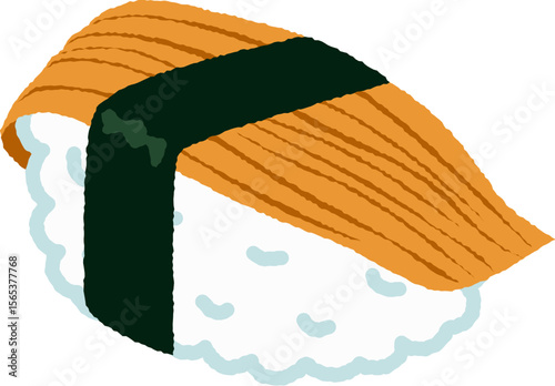 Unagi Sushi illustration hand drawn style isolated on white background
