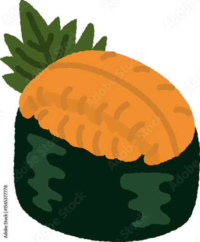 Sea Urchin Sushi illustration hand drawn style isolated on white background