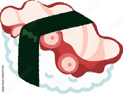 Tako Nigiri Sushi illustration hand drawn style isolated on white background