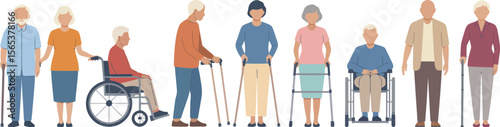 Elderly care seniors assistance aging population support mobility aids retirement home healthcare assistance