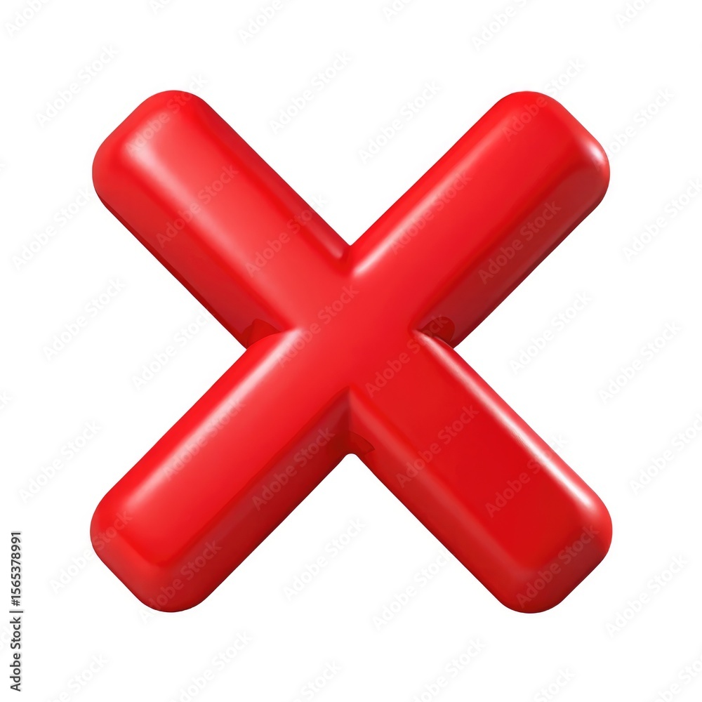 Obraz premium Glossy red letter x symbol isolated on white background