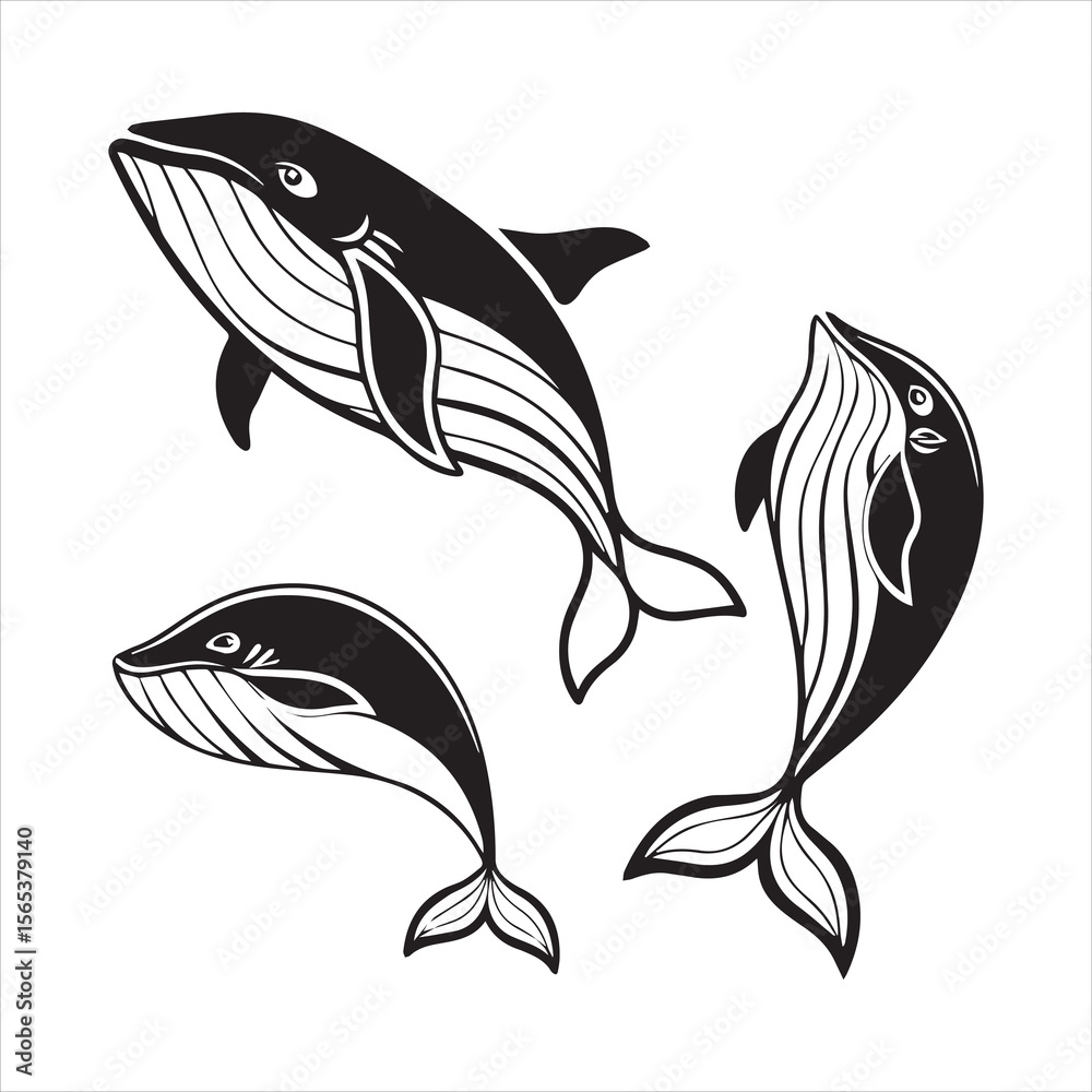 Obraz premium blue whale silhouette vector illustration