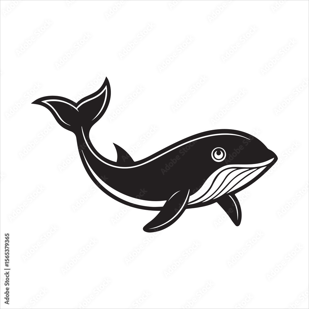 Fototapeta premium blue whale silhouette vector illustration