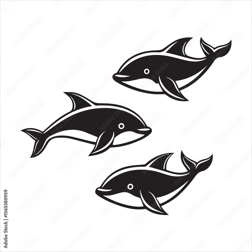 Fototapeta premium blue whale silhouette vector illustration