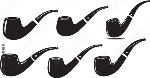 Tobacco pipe smoking tool silhouette vector illustration