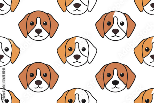 Adorable Dog Breeds Cute Cartoon Dog Faces Seamless Pattern