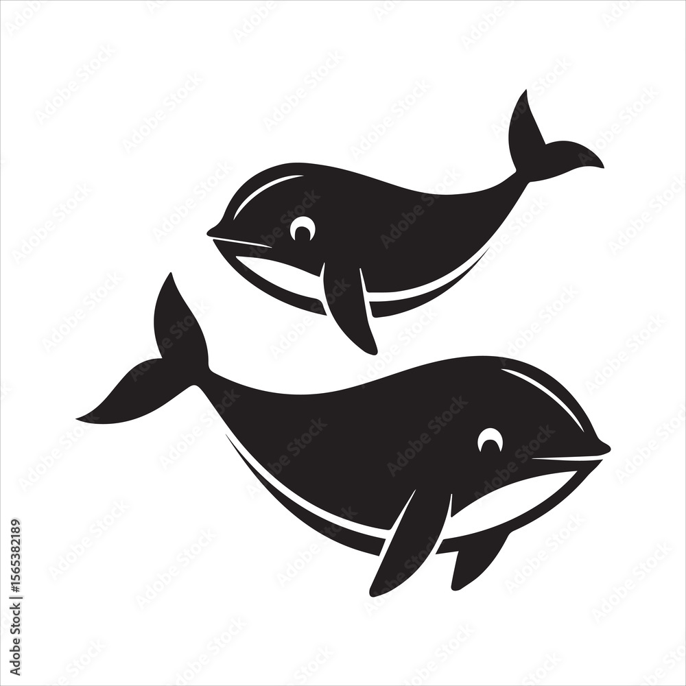 Naklejka premium blue whale silhouette vector illustration