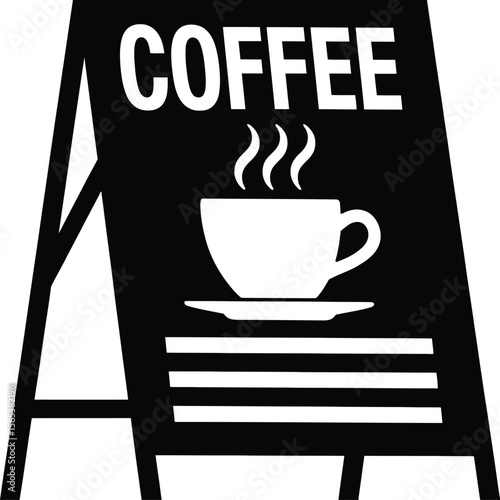 Minimalist Coffee A-Board Sign: Hot Drink Icon for Cafe and Shop Marketing