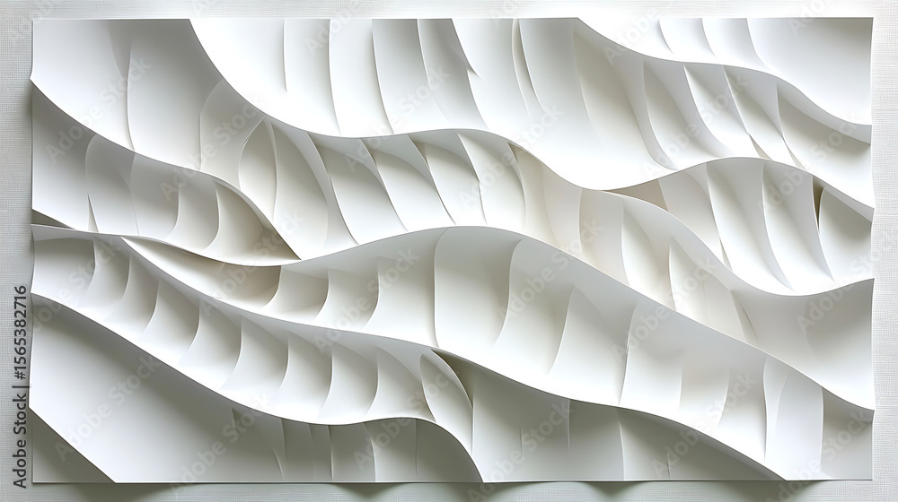 Obraz premium The image is a white abstract piece with a wave-like pattern