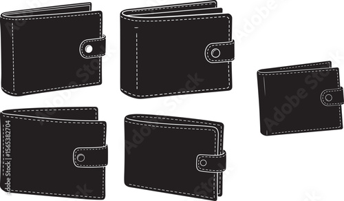 Leather wallet accessory silhouette vector illustration