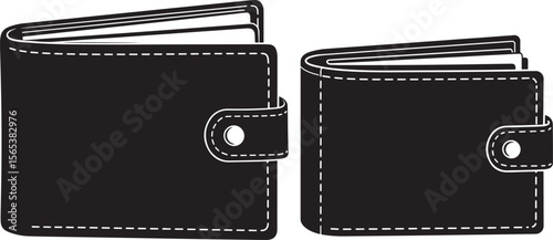 Classic leather wallet shape silhouette vector illustration