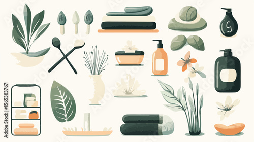 Spa Therapy Set Icons Vector Illustration
