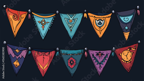 Hand Drawn Bunting Element Flat Vector Illustration