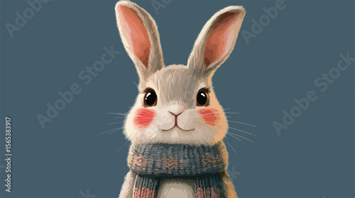 Adorable Bunny with Red Blushing Cheeks and Long Ears