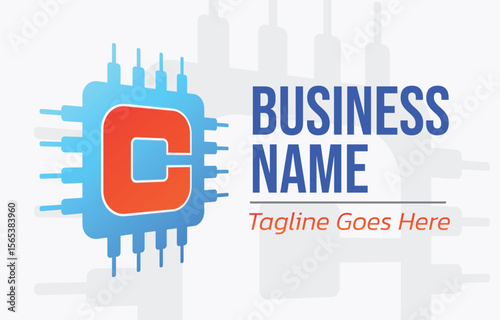Letter C Processor or Microchip Logo Template