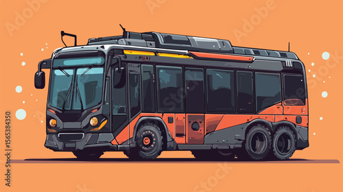 Modern Bus Transport Vehicle Flat Vector Illustration