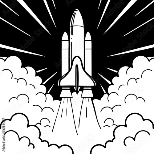 Rocket Launch Silhouette Illustration