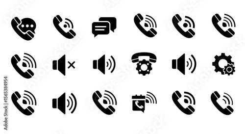 High quality versatile digital communication and technology icon set ideal for user interfaces software web design and app development includes phone message sound settings