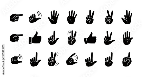 Universal Human Hand Gesture Icon Set Vector Symbols Collection Communication Body Language Signals Modern Design Elements Pack Isolated Graphics Download