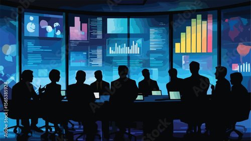 Business Professionals in Meeting Using Infographics Presentation