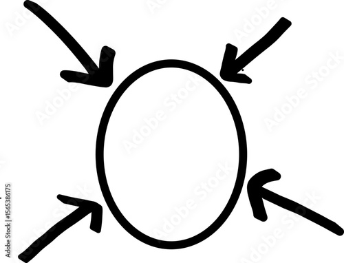 compression, pressure, force, stress, squeeze, crush, impact, inward, converge, centralize,arrows, oval, diagram, illustration, graphic, symbol,physics, engineering, mechanics, resistance, containment