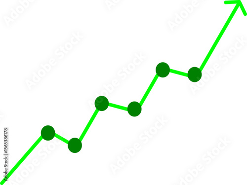Upward Trend Line,Increasing Growth Graph,Positive Progression,Upstream Movement Indicator,Growth Arrow with Data Points
