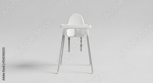 Modern White High Chair on White Background