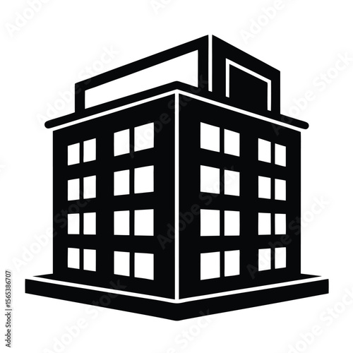 Apartment building icon multi story window