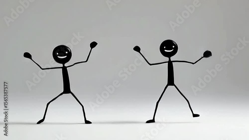 Stick figure dancing and celebrating joyful movement